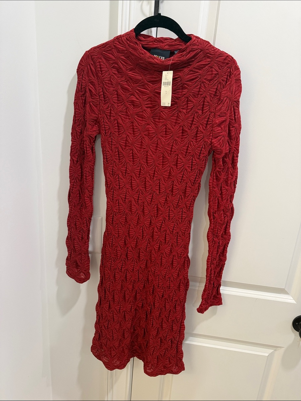 Maeve Crimson Textured Long-Sleeve Knit Dress